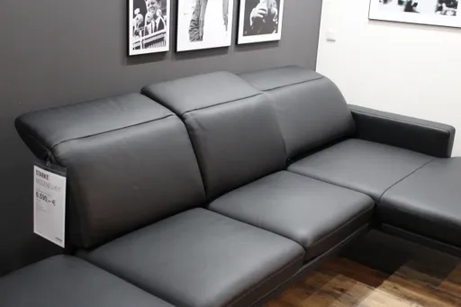 Ecksofa Leder Schwarz Contur Noto verstellbar Design-Eckcouch 